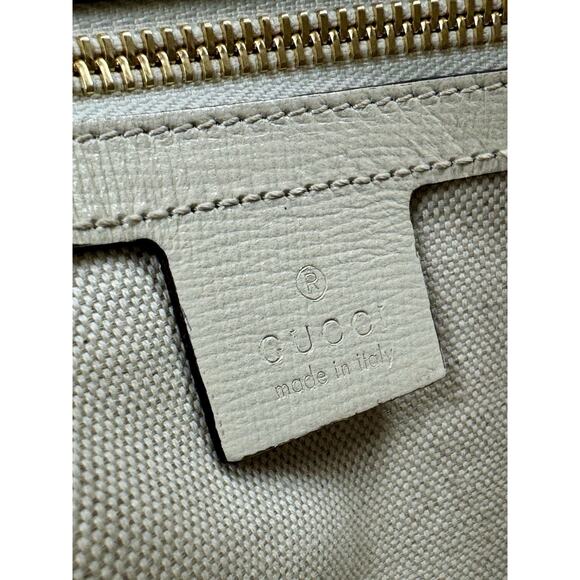 Gucci Horsebit 1955 Top Handle Bag in GG Canvas with White Leather Trim D-9 - Picture 12 of 16